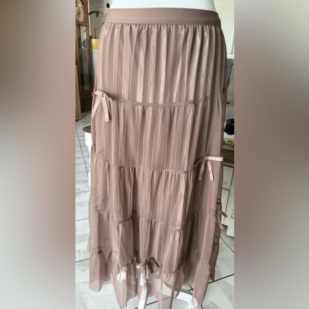 Elegant Brown Tiered Skirt